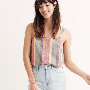 MADEWELL Rainbow Stripe Button-Front Tank Top - M